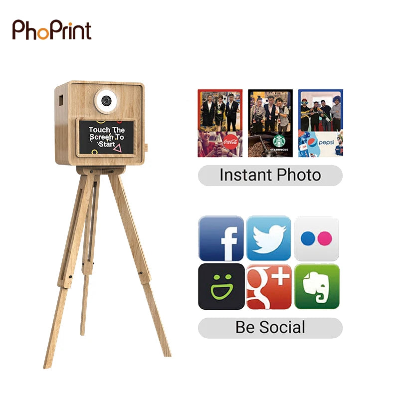 Portable Touch Screen Light Weight Instant Printing Dslr Vintage Photo Booth Machine for Party