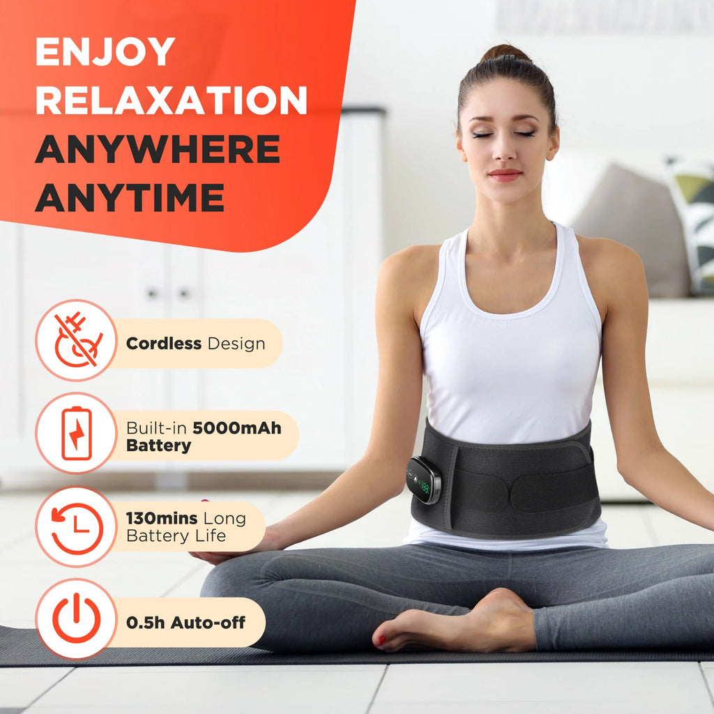 USA Free Shipping Rechargeable Electric Lumbar Brace Lower Back Massage Belt Red Light Heating Vibration Waist Support Massager