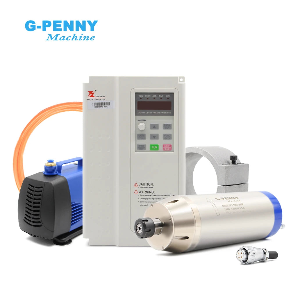 G-Penny 5.5KW ER25 220v/380v Metal Working Water Cooled Spindle Motor,inverter,bracket,water Pump, Spindle Motor Kit