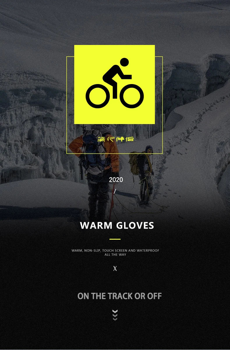 Winter Warm Gloves Men Women Touchscreen Waterproof Cycle Gloves Male Outdoor Sports Plus Velvet Motorcycle Running Ski Glove
