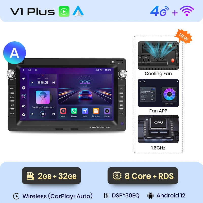 Junsun EU Stock Android Auto Radio for VW Golf 4 Passat POLO Transport T5 Multivan Seat Jetta Carplay Car Head Unit 7 Inch