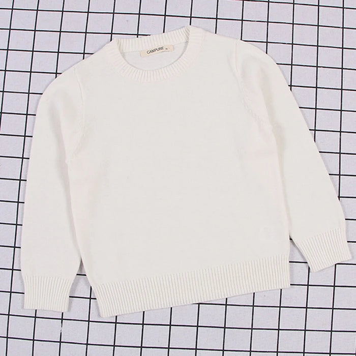 2025 New Autumn 1-8Yrs Baby Boys Girls Pure Color Casual Loose Pullovers Sweaters Kids Sweaters Knitted Bottoming Boys Sweaters