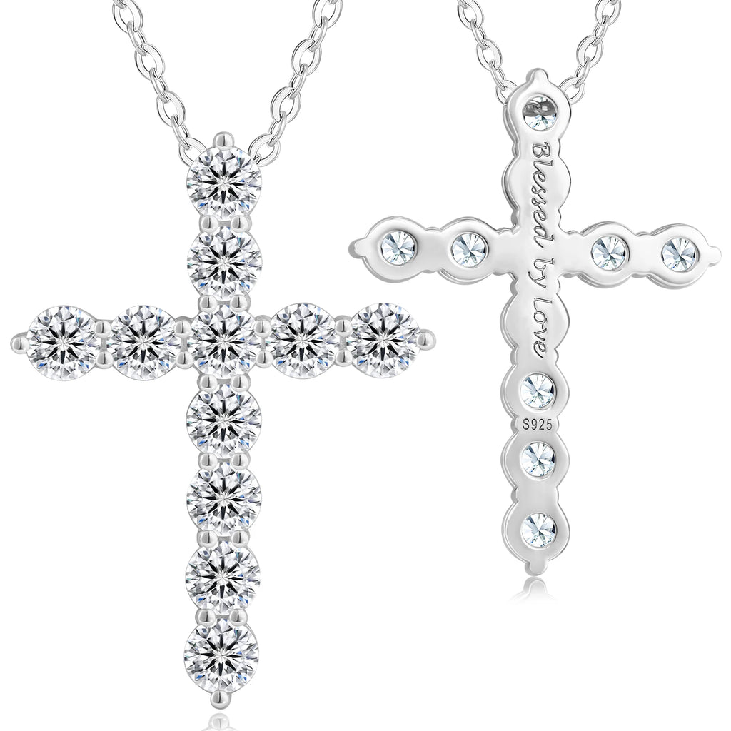 Free Ship Christian Religious Jewelry S925 Silver Women Men Jesus 14K Gold Plated CZ Diamond Cross Luxury Pendant Necklace