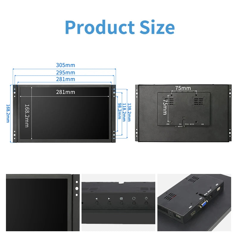 Outdoor High Brightness 1000nits 8 10.1 11.6 15.6 15 1719 21.5 Inch Industrial Touchscreen Monitor VESA Panel Mount LCD Display