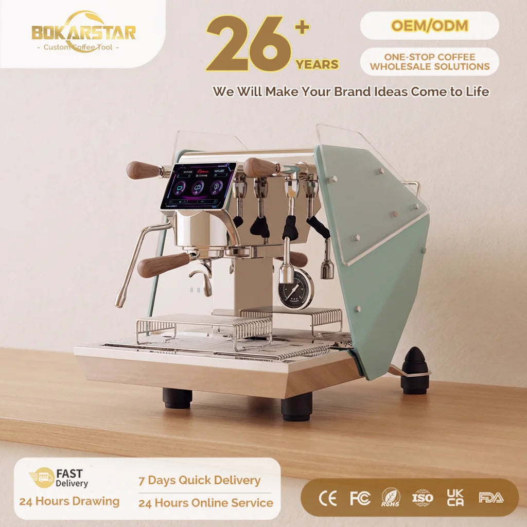 Three Boilers Brewing Head Electric Control Commercial Two Cup Espresso Coffee Machine Commercial Espresso Coffee Machine