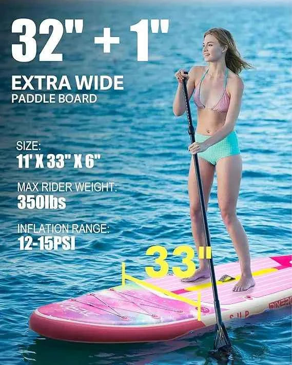 EU Warehouse 11'x33"x6" Inflatable All-Around SUP Board Durable Drop Stitch Stand up Paddle Board for Ocean Use