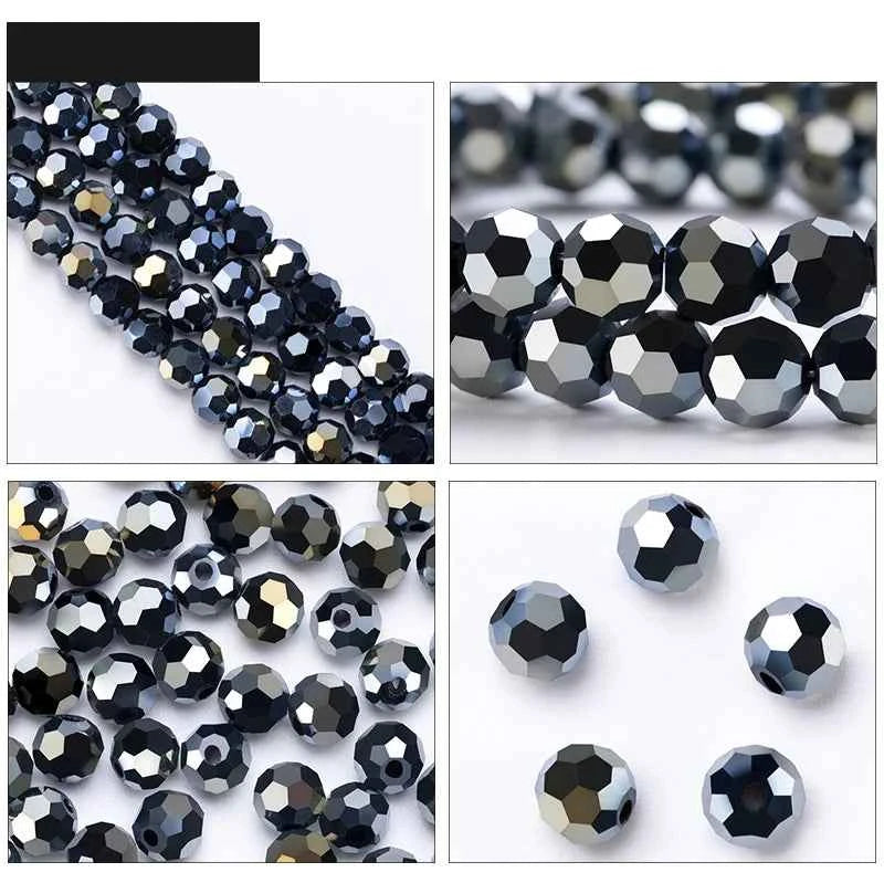 3 4 6 8mm Round Crystal Beads Faceted Colorful Glass Beads Loose Spacer Bead for Jewerly Making Needlework Bracelet Necklace DIY