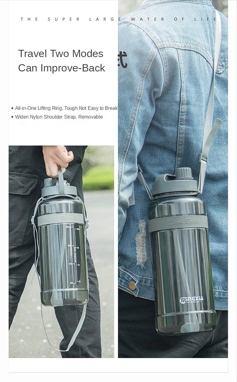 0.7-3L Sports Water Bottle Outdoor Portable Drink Bottle with Handle Drinking Utensils for Man Woman Large Capacity Water Cup