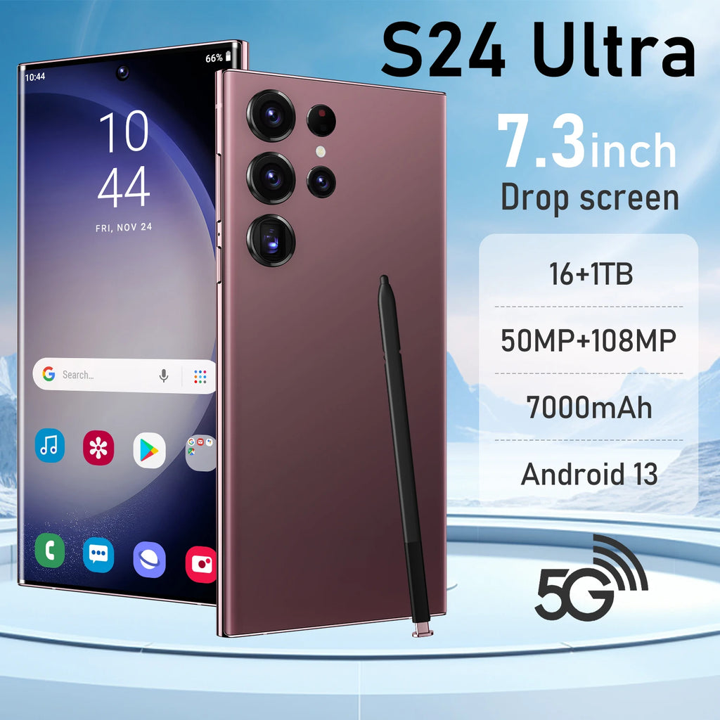 2024 Original Android 13 S24 ultra Phone Smartphone 16+1TB Mobile Phone Cell Gaming Phone 4G&5G 7.3 Inches Smartphone