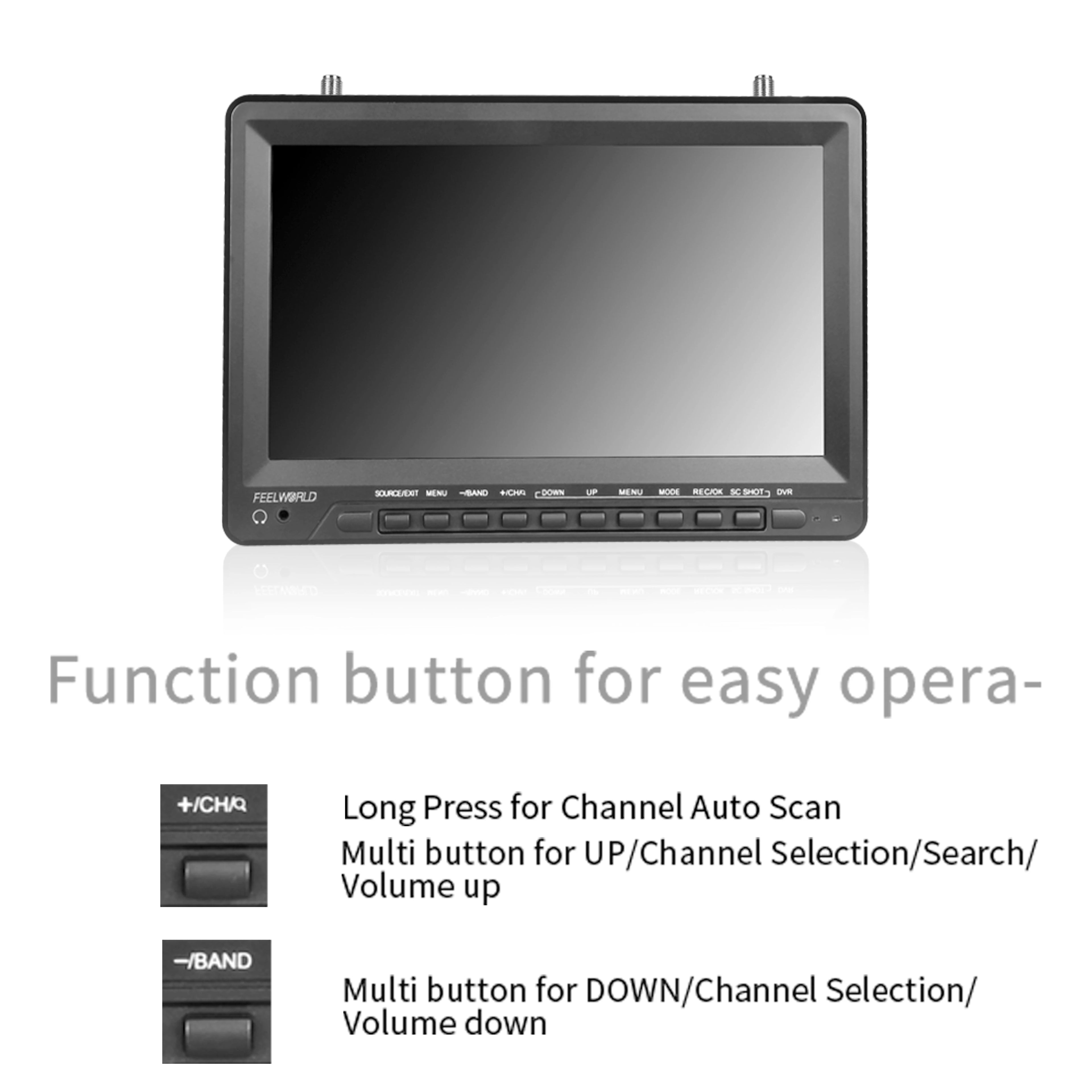 FEELWORLD PVR1032 | 10.1" 500cd/m² 5.8GHz High Brightness Build in Battery FPV Monitor Wireless Receiver Drone Monitor