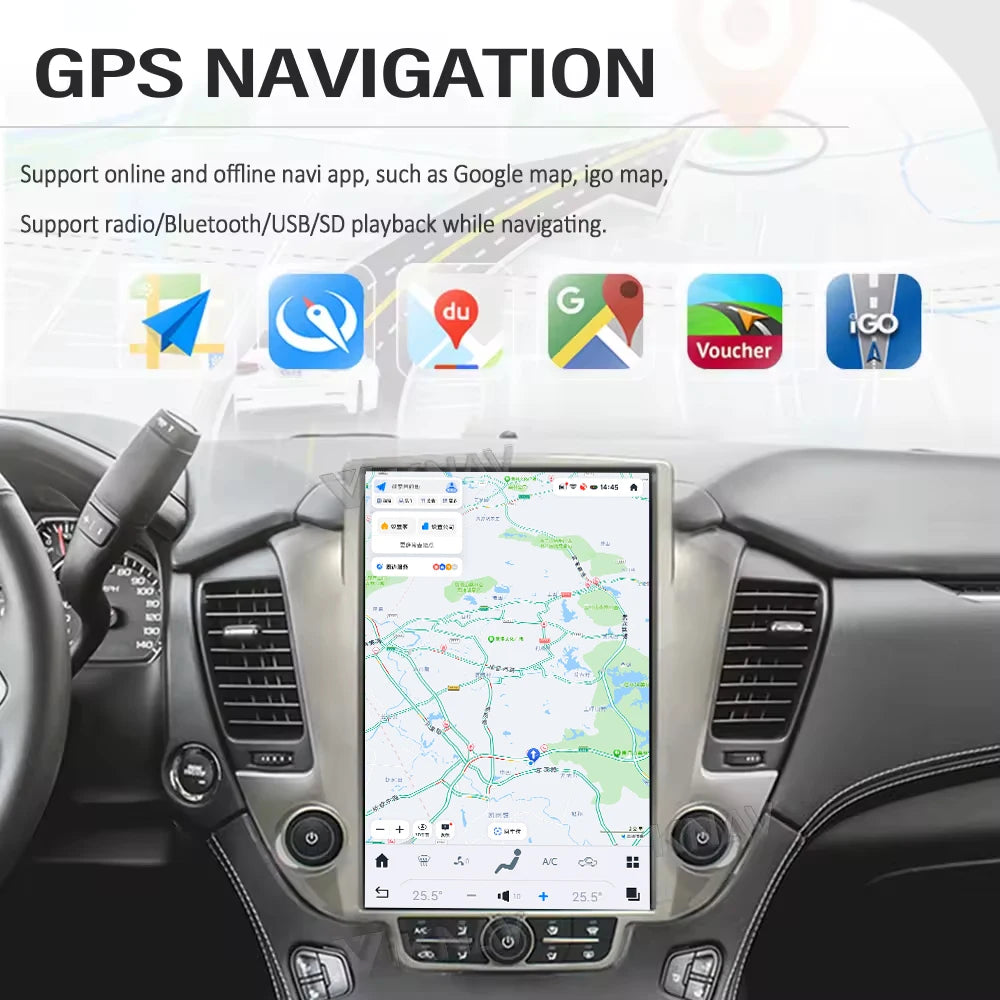 Viknav 14.4inch Android13 Car Radio for Chevroler Suburban Tahoe GMC Yukon 2014-2020 Wireless Carplay and Auto Stereo Head Unit