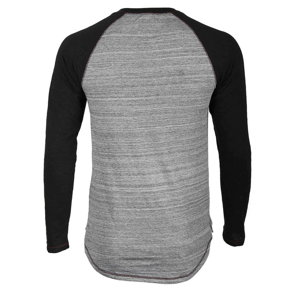 TD ZIMEGO Men's Henley V-Neck T-Shirts Long Sleeve Raglan Contrast Design