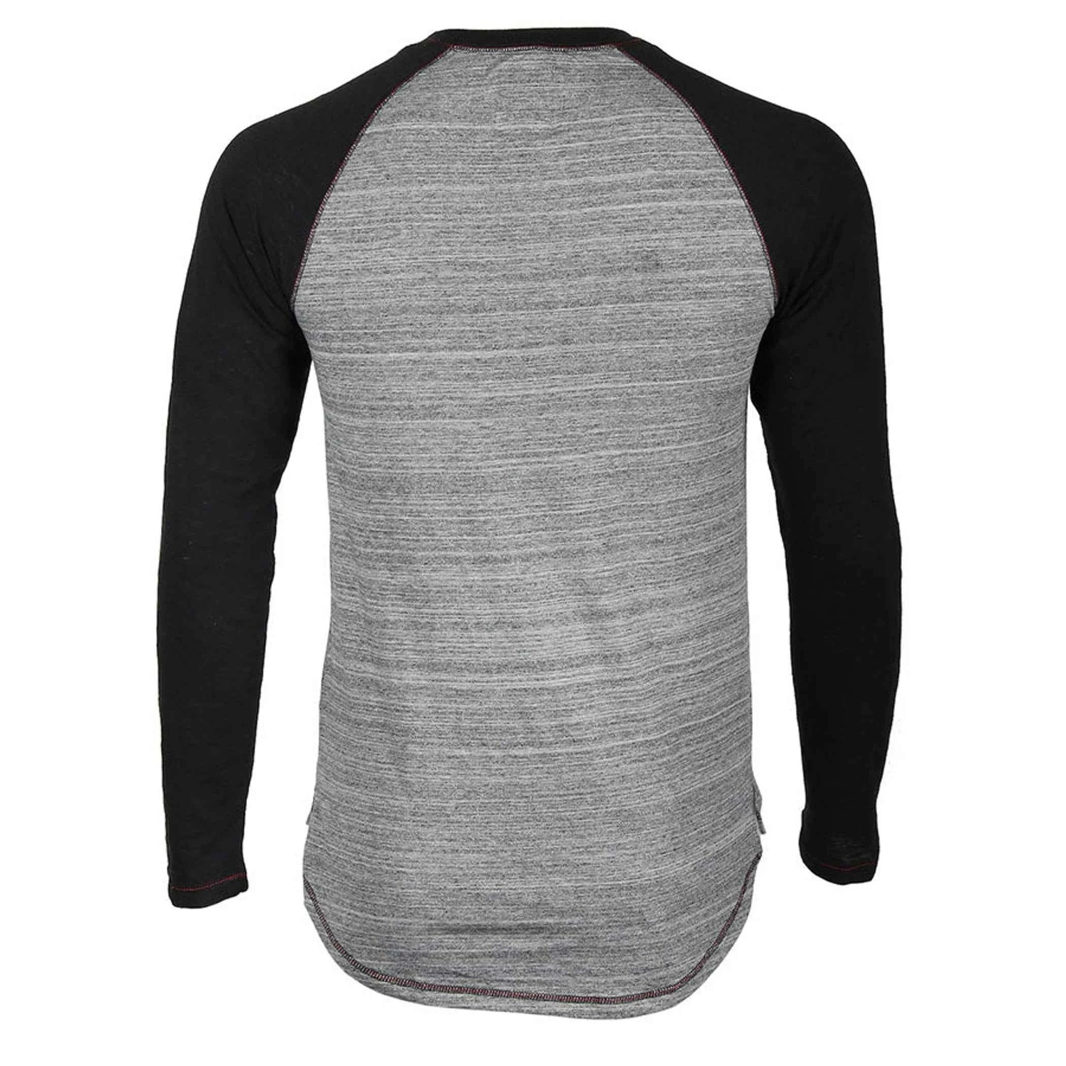 TD ZIMEGO Men's Henley V-Neck T-Shirts Long Sleeve Raglan Contrast Design