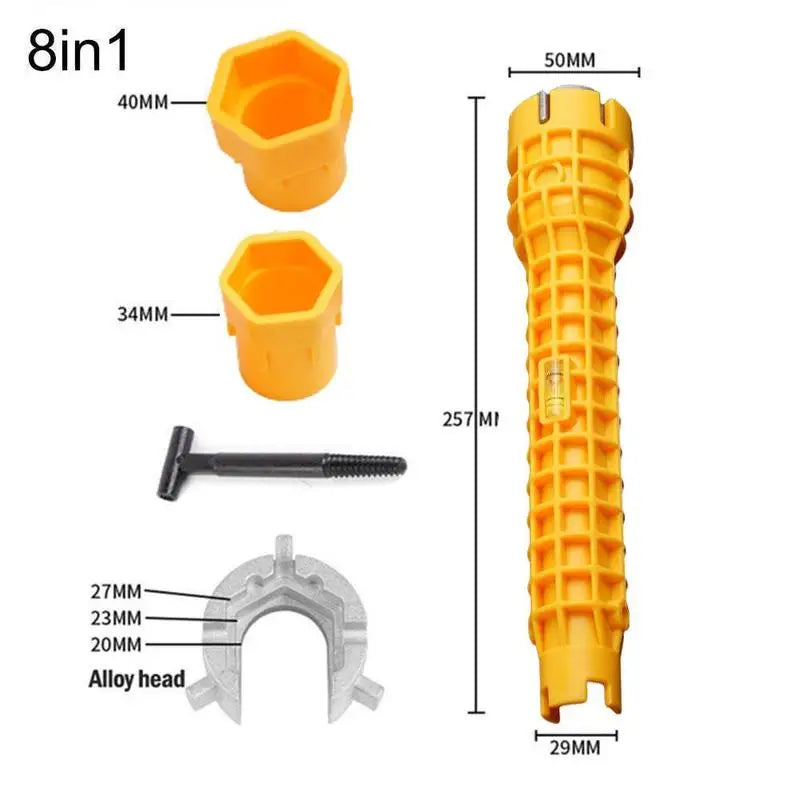 Plumber Tools 8 in 1 Multifunctional English Key Sink Faucet Key Wrench Set Kitchen Anti-slip Repair Pipe Multi Key Hand Tools