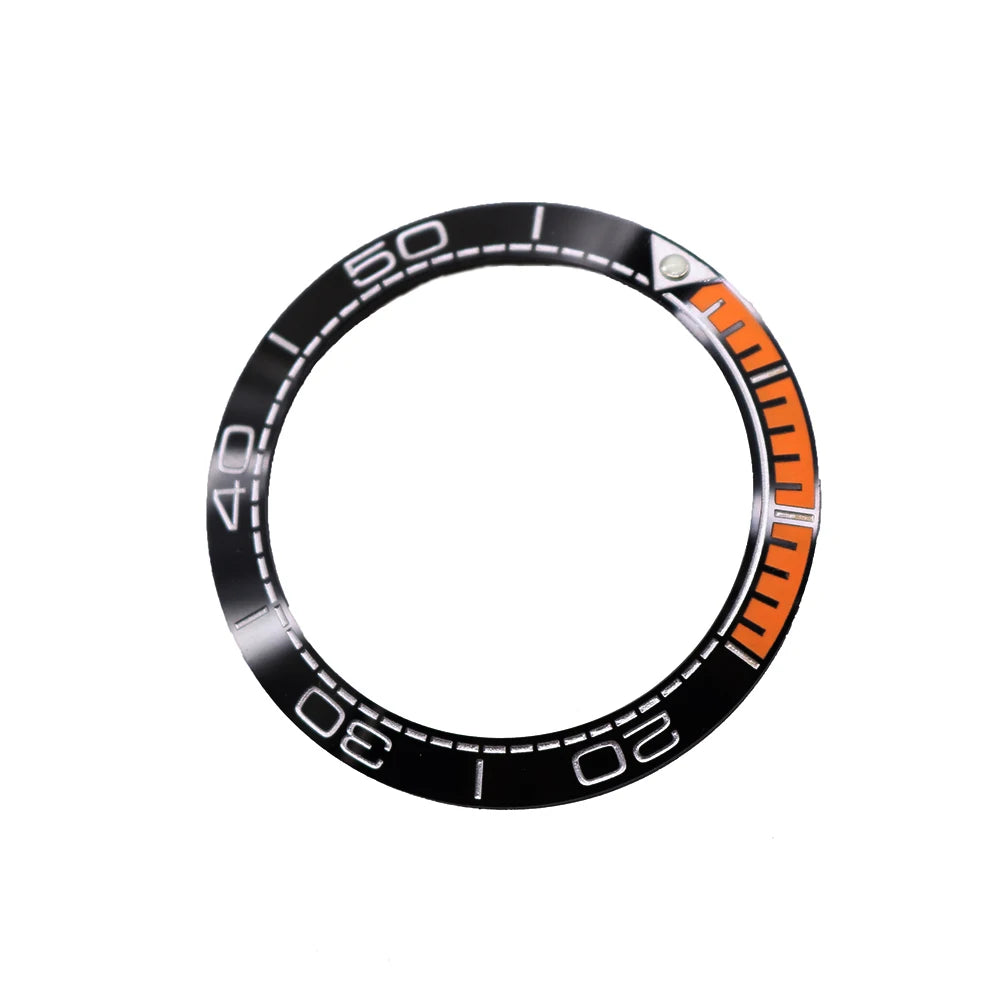 Rolamy Bezel for 600M Collection B600E 41.5mm Ceramic Watch Parts in Black Orange Silver