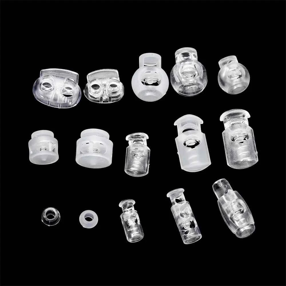 10pcs Cord Lock Plastic Stopper Cord Ends Toggles Clip Buckle Transparent Clear Frost For Shoelace Clothing DIY Bag Accessories
