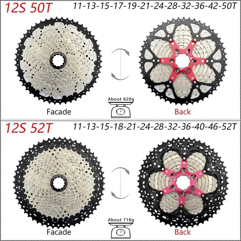 SUNSHINE Bicycle Cassette 8/9/10/11/12Speed Freewheel HG Structure Sprocket 32/36T/40T/42T/46T/50T/52T Flywheel For SHIMANO/SRAM