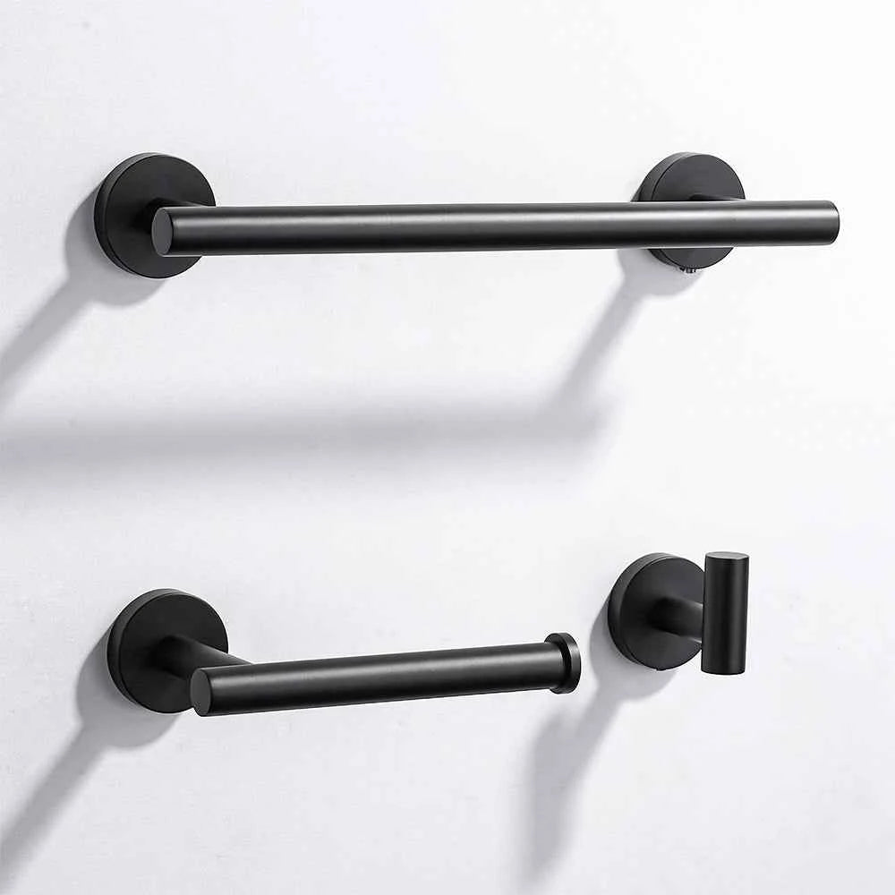 Hotel Decor Bath Hardware Set Oil Rubbed Bronze 3PCS Wall Mounted Screw-in Toilet Paper Holder/Robe Hooks/Towel Bars