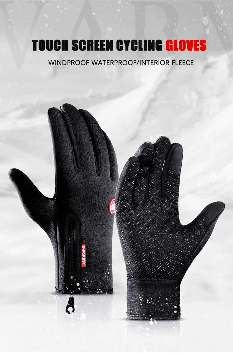 Winter Warm Gloves Men Women Touchscreen Waterproof Cycle Gloves Male Outdoor Sports Plus Velvet Motorcycle Running Ski Glove