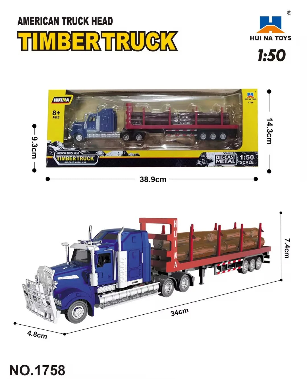 Dropshipping 1/50 Scale Open-Window Huina Static Zinc Alloy Die-cast Construction Model for Over-8-year-old