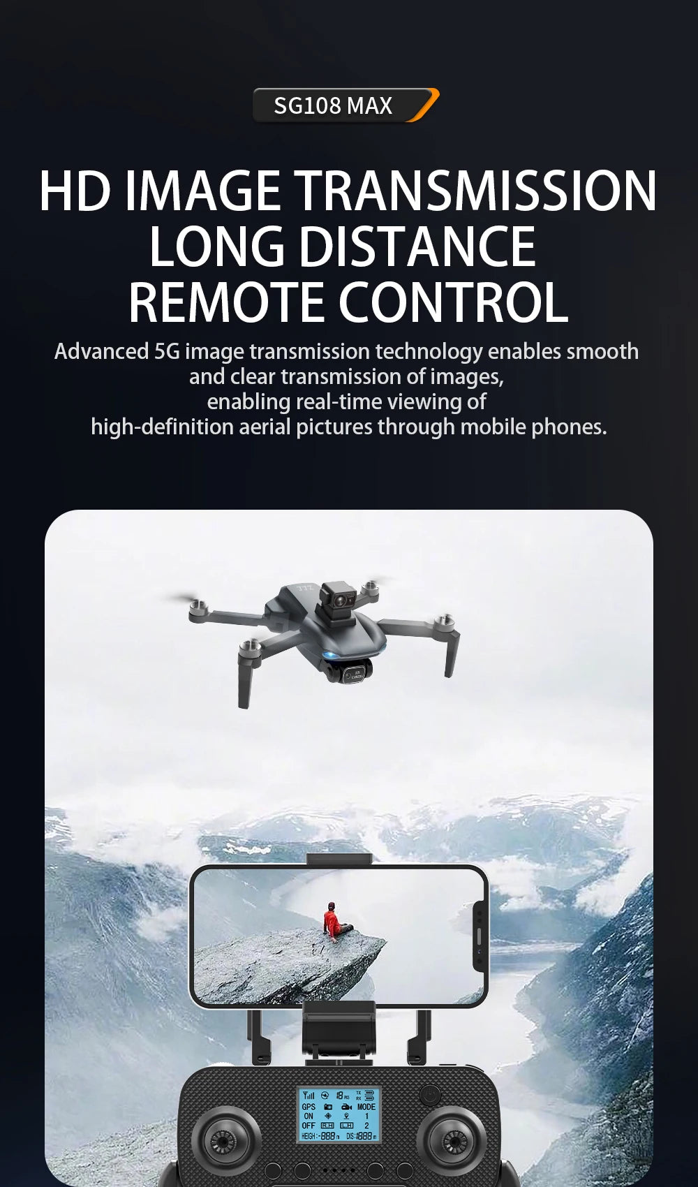 2023 Latest ZLL SG108 MAX RC Drone With 4K 5G WIFI 2-Axis Gimbal FPV Drone With Obstacle Avoidance 1200M Distance RC Drone Toys
