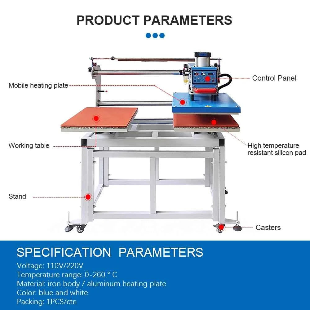 MomoTech New Semi-Automatic Pneumatic Auto-Open Slide 15*15CM Heat Press Machine Multifunctional for Caps Mugs T-Shirts