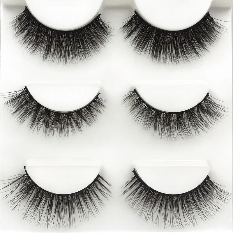 SHIDISHANGPIN 3 pairs 27 styles 3D Faux Mink Hair Soft False Eyelashes Fluffy Wispy Thick Fake Lash Handmade Eyelash Eye Makeup