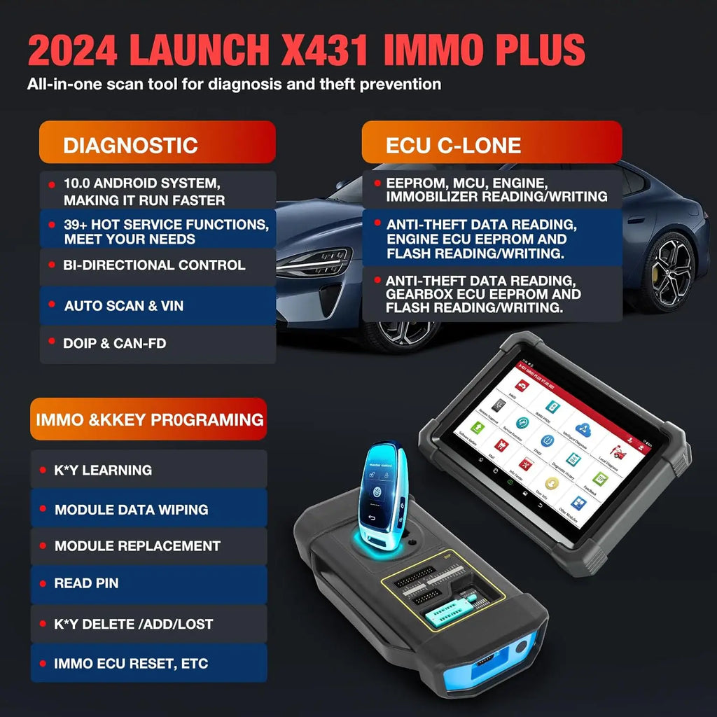 LAUNCH X431 IMMO Plus Diagnostic Tools X-PROG 3 Key Programmer Anti-Theft Matching Programming Car OBD Scanner Pk X-431 V Elite
