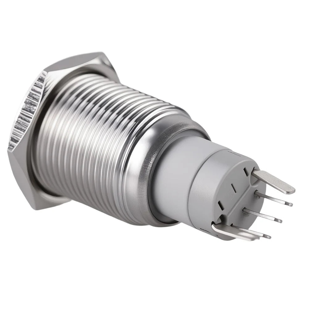 Push Button Switch Stainless Steel Housing Latching Type 6V Green NO NC for Control Panel Mount