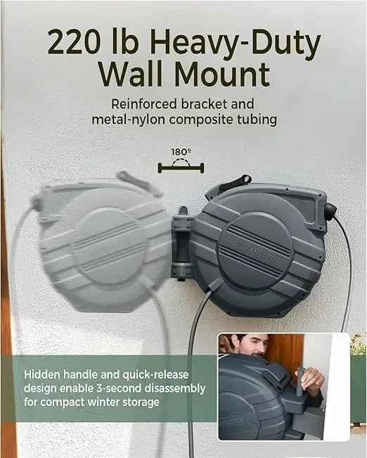 Hot Sale 1/2 Automatic Retractable Garden Hose Reel Free Shipping Wall Mounted Water Hose Pipe for Garden Pet Car Wash