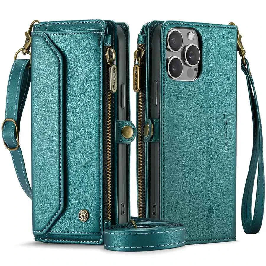 CaseMe Wireless Charge RFID Mobile Phone Cases for iPhone 16 Pro Max 15 14 13 12 11 7 8 Case Zipper Case for Iphones 15 Pro Max