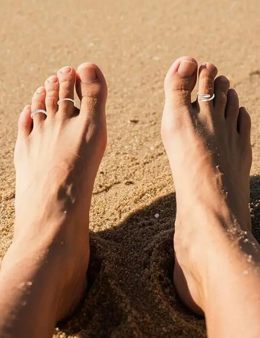 12Pcs Toe Rings Minimalist Thin Wire Cubic Zirconia Summer Beach Toe Rings Open Adjustable Foot Jewelry for Women Silver Tone