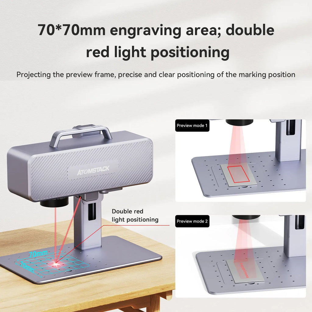 New Atomstack M4 Safer Laser Carving Machine 70*70MM Small Portable 2 In1 Automatic Metal Lettering Fiber Marking Machine