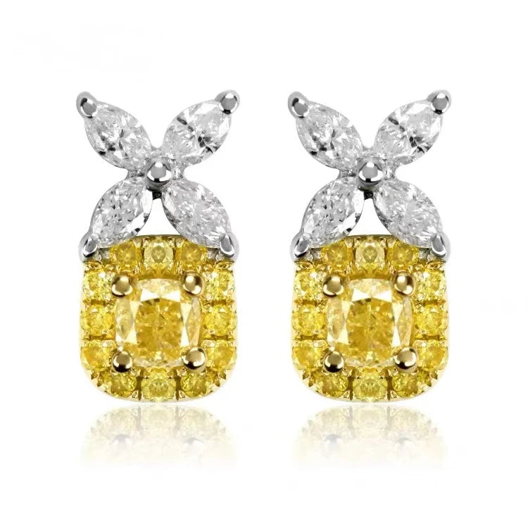 Sgarit Jewelry Manufacturer Custom Jewelry Stud Earrings 14K White Gold 1ct Yellow Moissanite Stud Earrings Anniversary Gift
