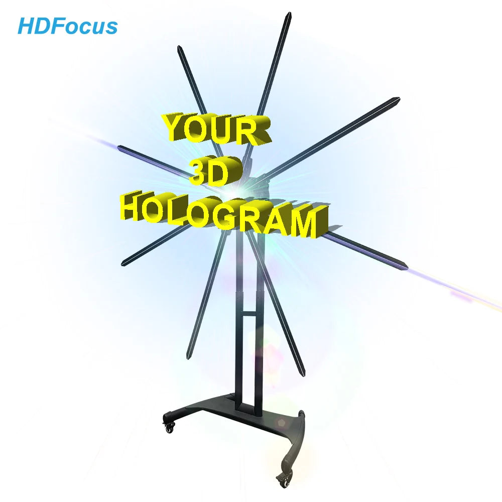 35cm to 180cm Full Size Cloud App Control 3d LED Holographic Fan 3d Hologram Projector for Advertising Display and Event Rental