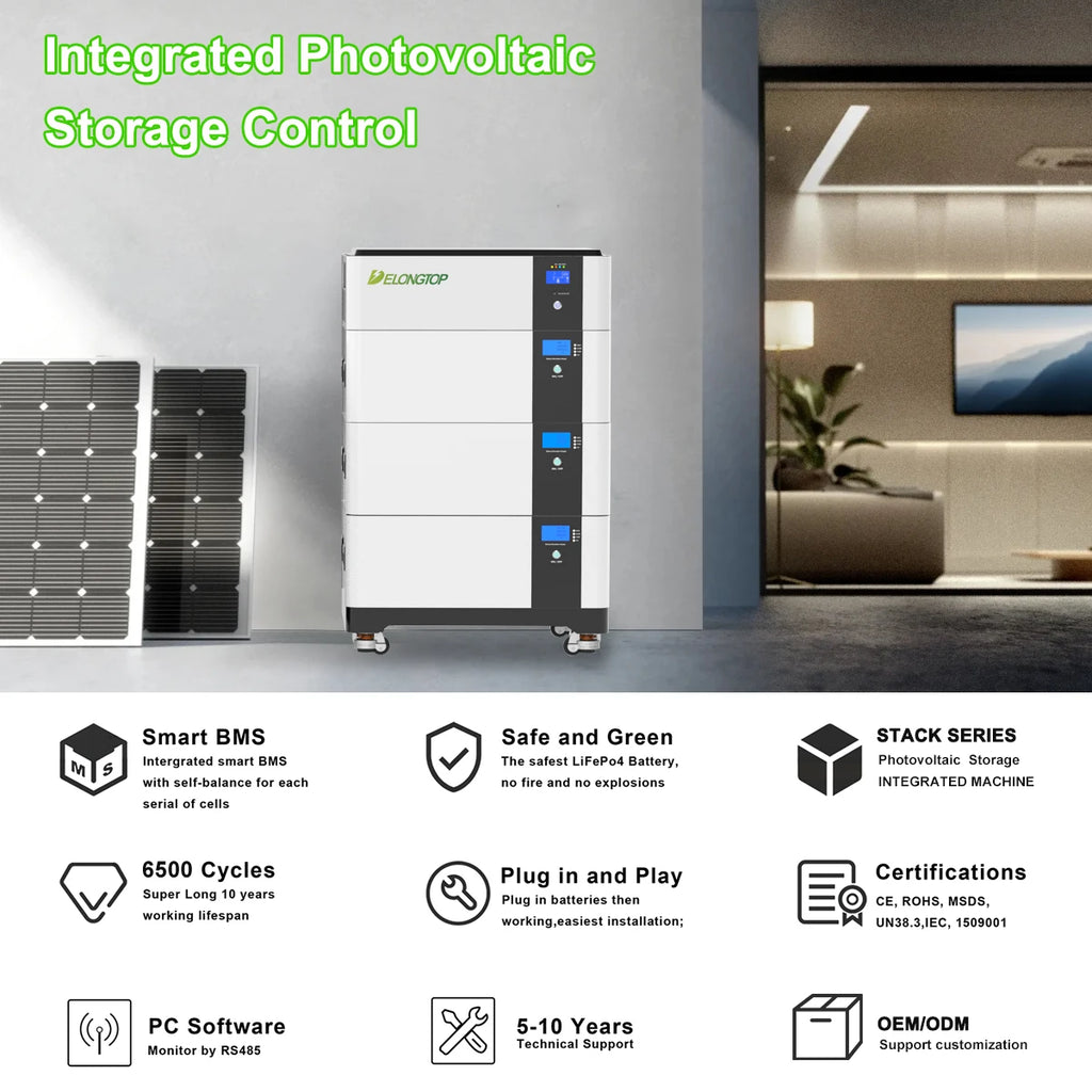 EU DDP 51.2V 314Ah 628Ah 16kWh 32kWh Lithium Battery Home Energy Storage System Renewable Lifepo4 32Kwh All in One Inverter