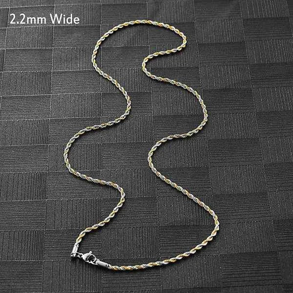 Men's Twisted Neck Rope Chain Stainless Steel Necklace for Women Punk Boy Silver and Gold Color Metal Jewelry Accessories Choker