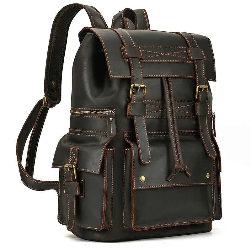 2025 New Arrivals Leather Backpack For Men Male Genuine Leather Laptop Travel Backpack 17 Inch Daypack Shoold Bag Men Male Large