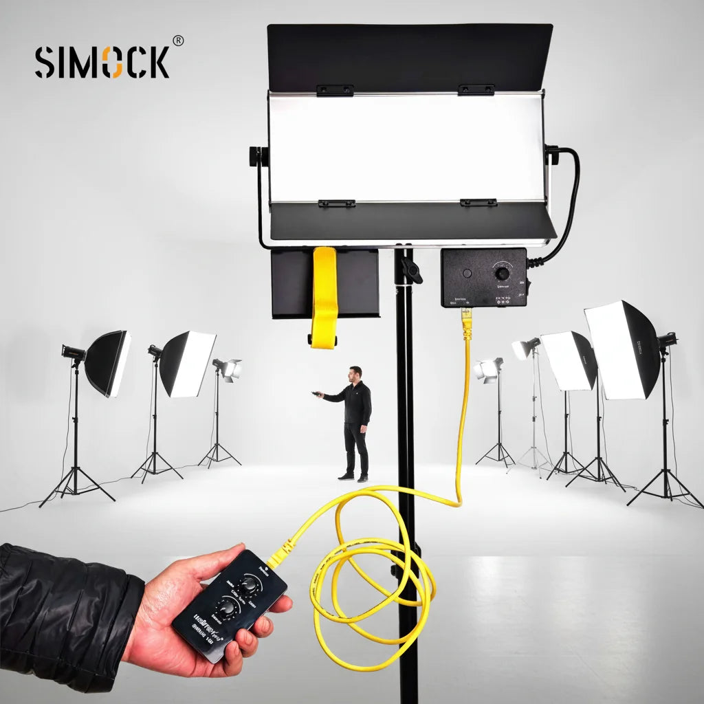 Simock 120W Two Lights with Two Stands Dimmable TV Studio Led Lighting Panel Video for Youtube Tiktok Instagram Photography