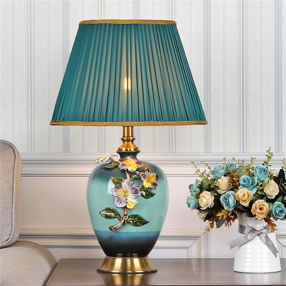 Modern Table Lamps Enamel Ceramic Desk Lighting LED for Home Creative Hotel Bedroom Decoration