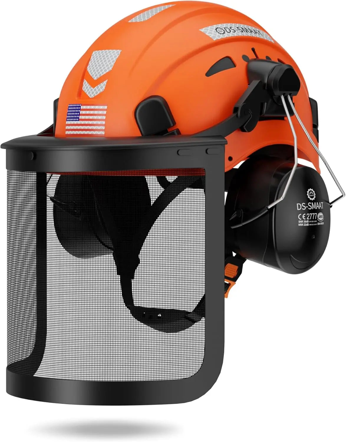 DEKE ANSI Standard Logging Safety Helmet Chainsaw Forestry Hard Hats With Mesh Visor and Earmuffs for Personal protection