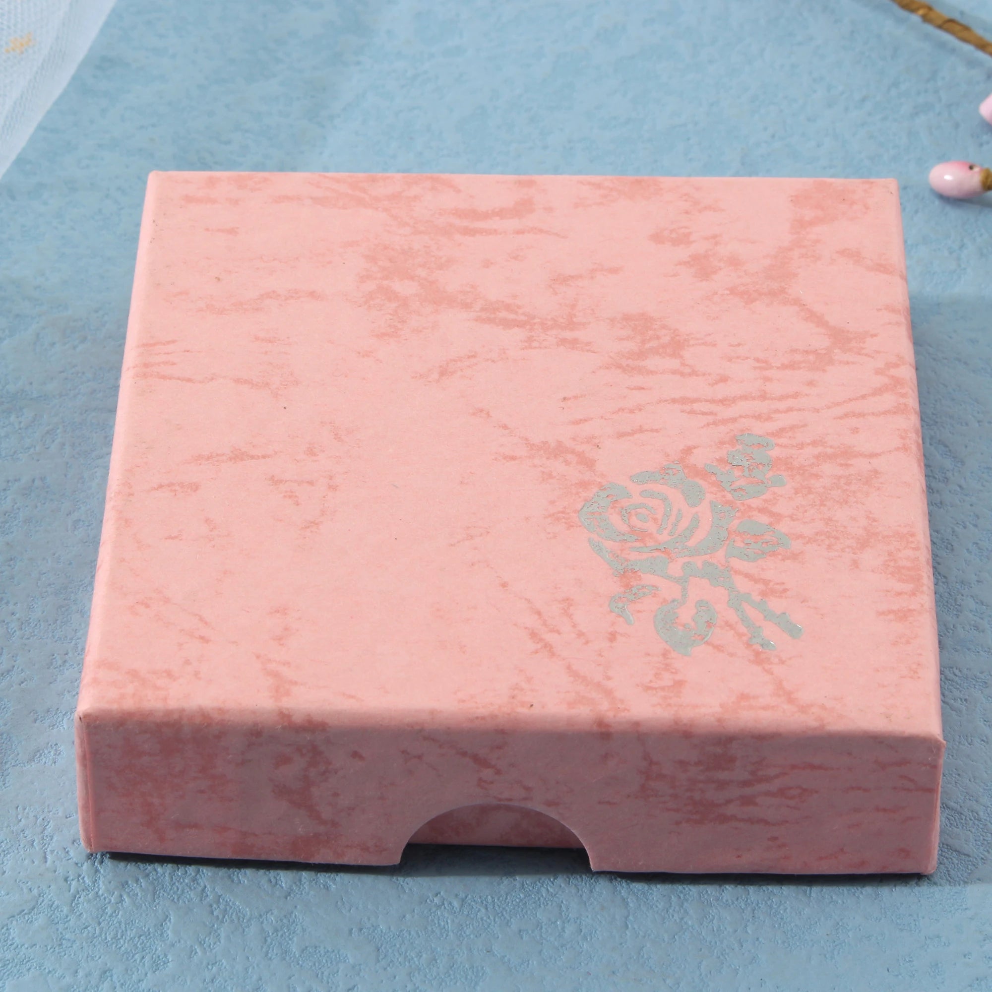 Square Rose Printed Jewelry Packaging Box Bracelet Necklace Storage Case Cardboard Gift Box Jewelry Organizer Case