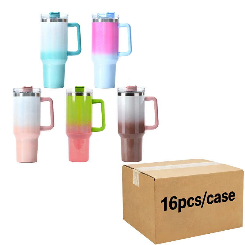 US in Stock Rainbow Plated 40oz insulated Steel Tumbler with Leak-Proof Lid for Secure Carry Anywhere
