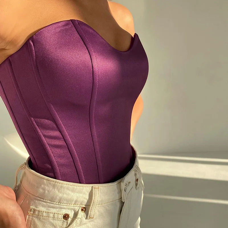 Sexy Women Tube Tops Solid Sleeveless Slim Skinny Corset Cropped Top 2022 Summer Casual Elegant Female Strapless Vest