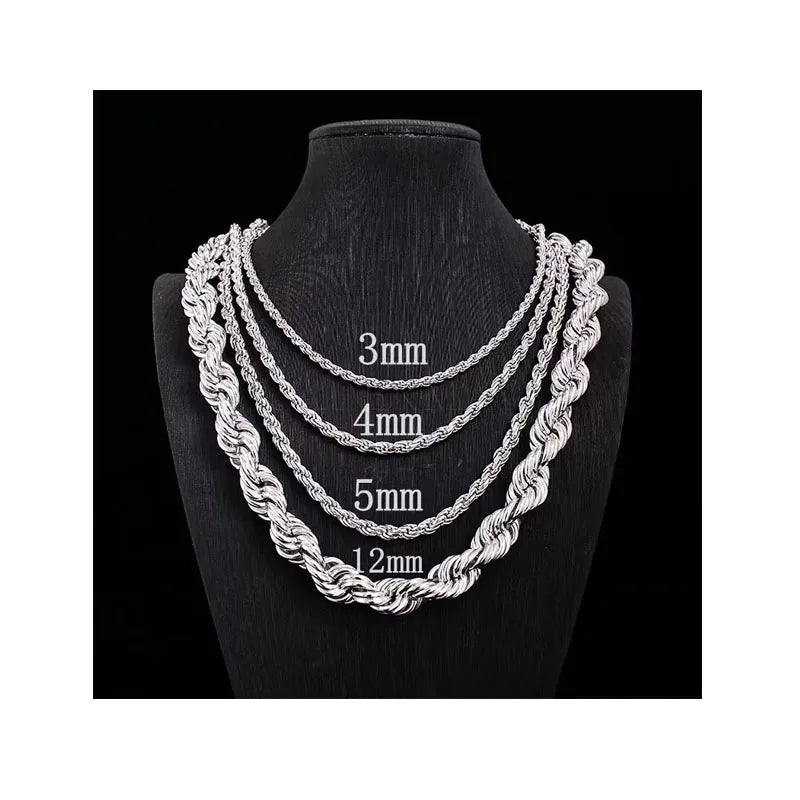 New Fashion Madonna Sterling Silver S925 Rope Chain Necklace Moissanite for Certified Gold/Silver/Rose Gold Plated Hip Hop Music