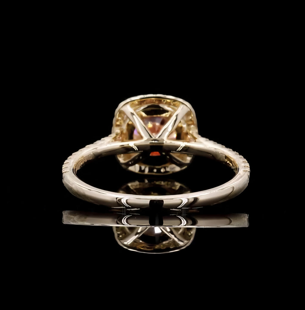 Vintage Designer 8CT Pink VS1 Lab Grown Diamond IGI Certified Ring 14K Yellow Gold Setting Rhodium Plated Engagement Wedding