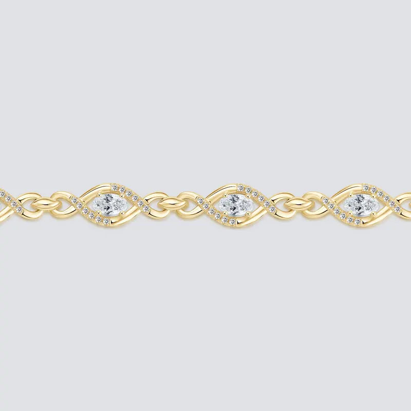 Free Shipping Moissanite Jewelry 925 Silver 3x5mm (0.3ct*8pcs) Fashionable Infinite Link Bracelet for Women Moissanite Bracelets