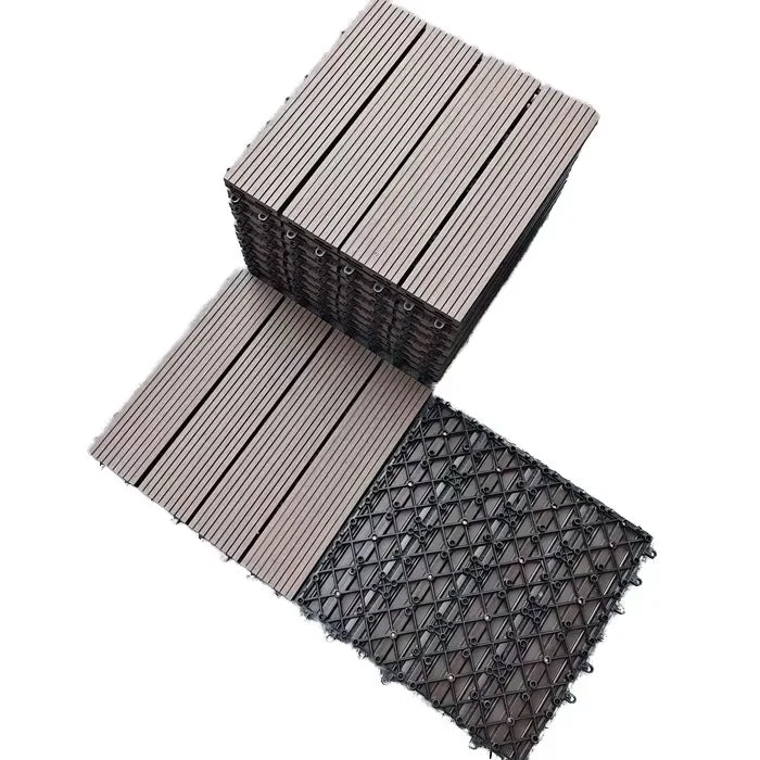 Fire Retardant Outdoor Interlocking Deck Tiles WPC Heavy Duty Anti-Slip for Commercial Patio Hotel Garden Flooring