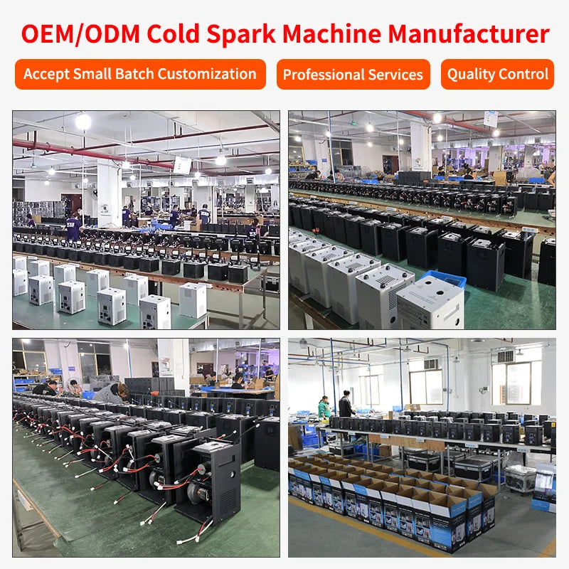 USA Warehouse Free Shipping 2 Pack Wedding Effect DMX Remote Control Cold Spark Machine with Flight Case
