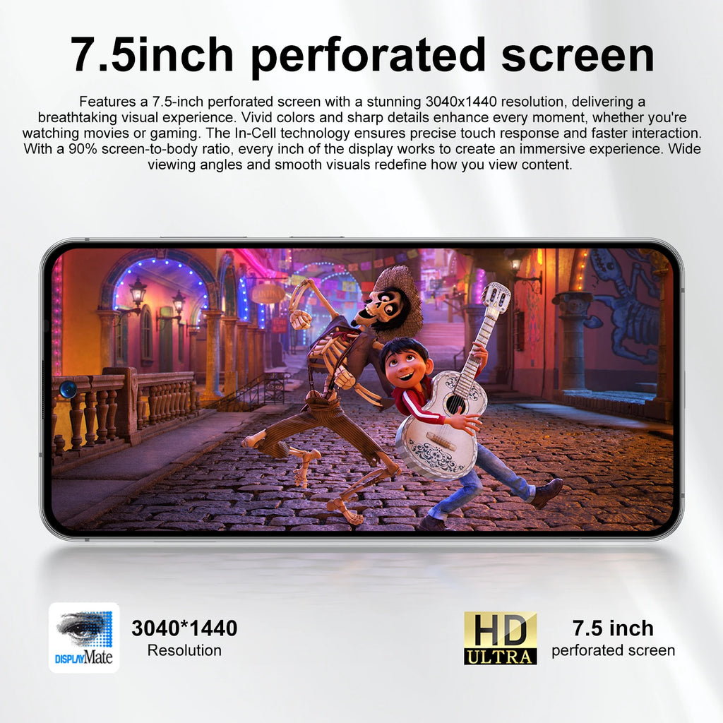 Economical Spark40 Pro Smartphone-7.3" HD Display 108MP Camera Dual SIM 4G LTE Android 14 16GB/1TB Waterproof Spanish Support